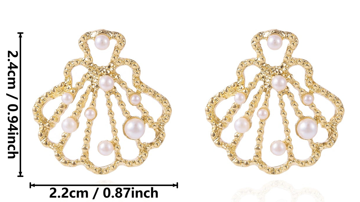 Golden Seashell Studs