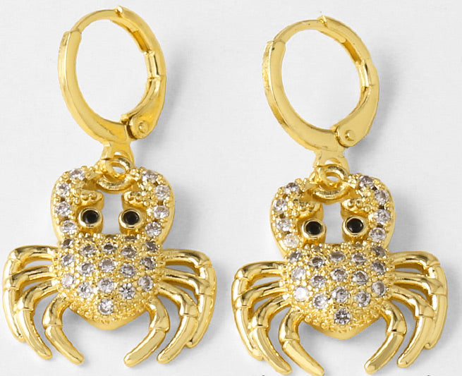Golden Crab Hoops