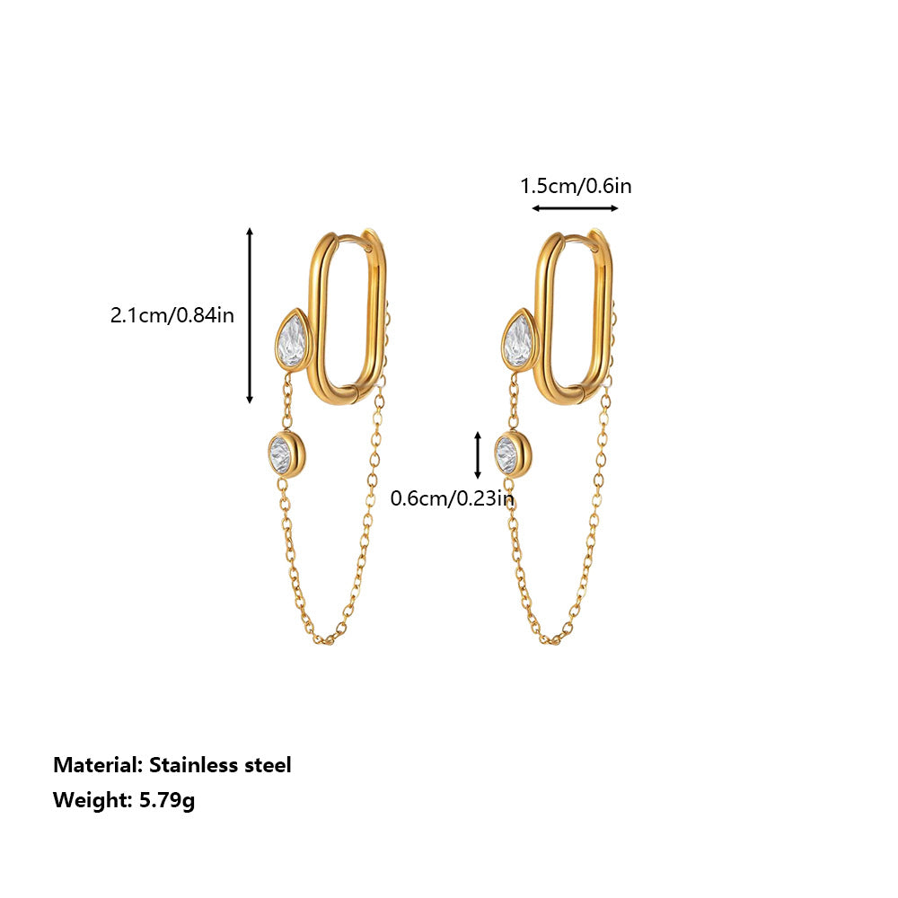 Water Drop Diamond Tassel Earrings