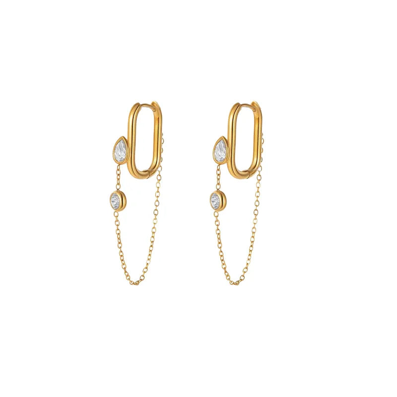 Water Drop Diamond Tassel Earrings