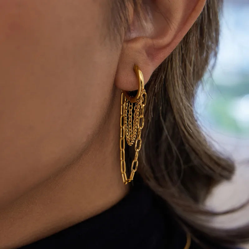 Crystal Chain Hoops