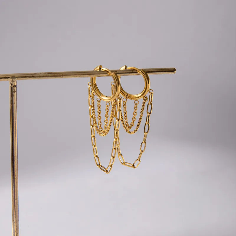 Crystal Chain Hoops