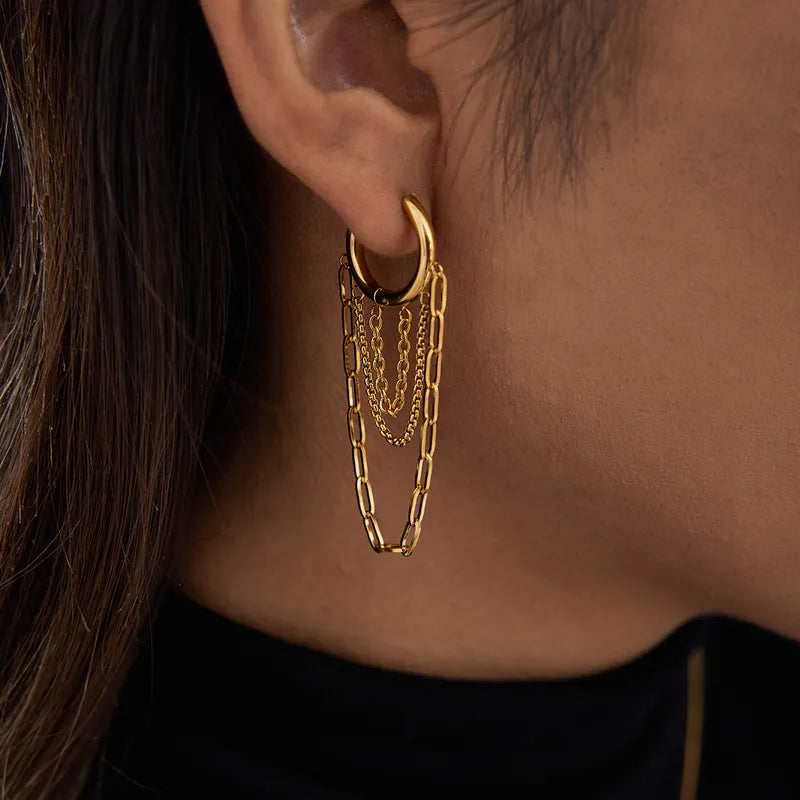 Crystal Chain Hoops