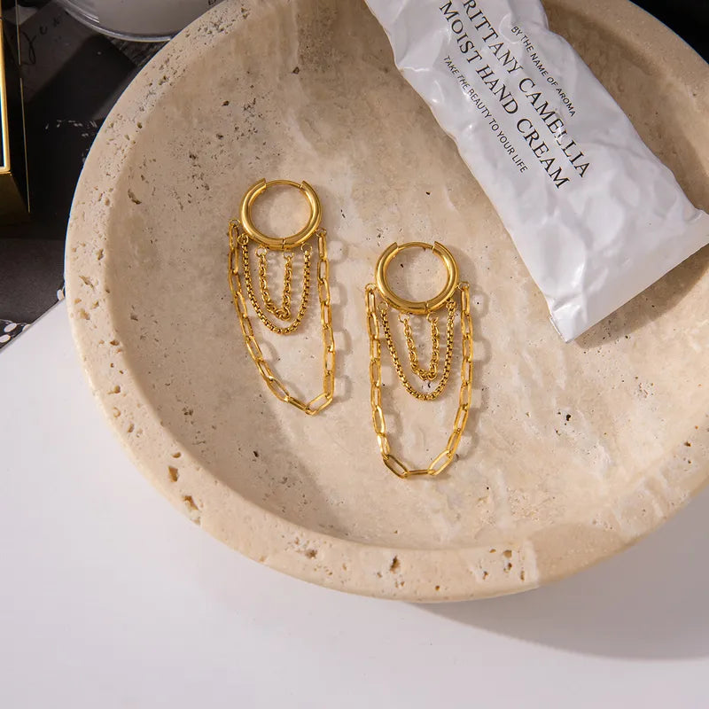 Crystal Chain Hoops