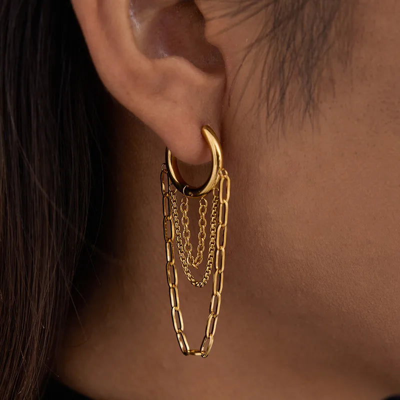 Crystal Chain Hoops