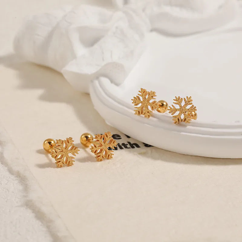 Golden Snowflake Studs