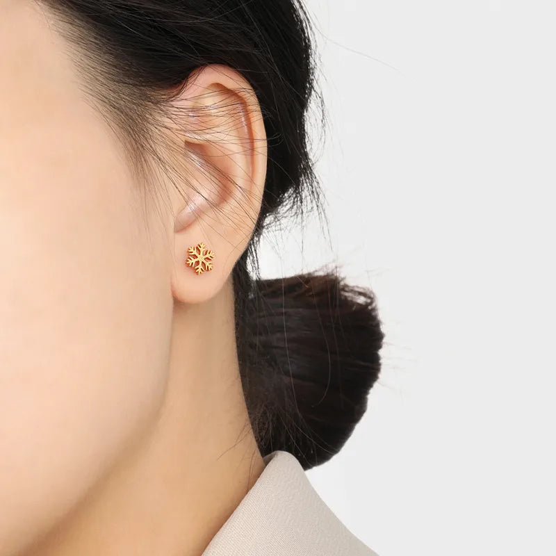 Golden Snowflake Studs