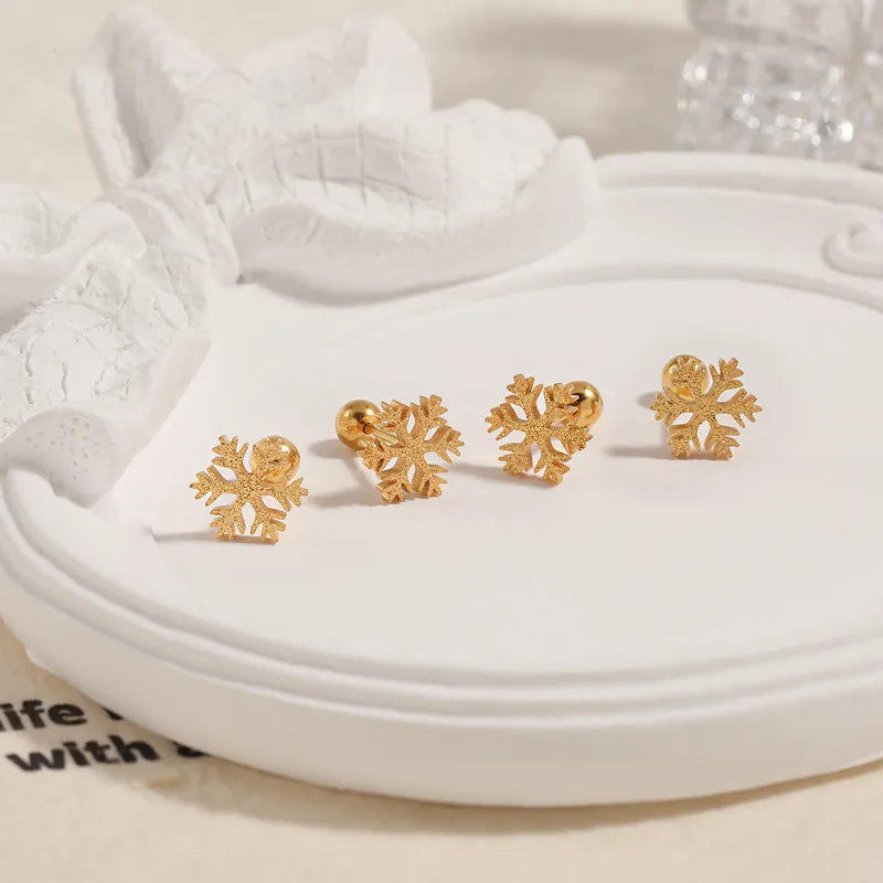 Golden Snowflake Studs